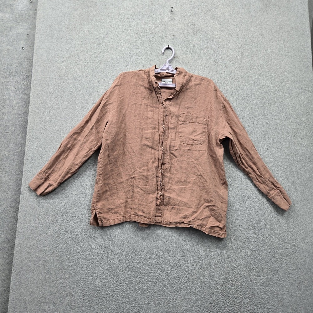 Parachute Women Button Up Shirt MEDIUM Brown Linen Long Sleeve Breathable